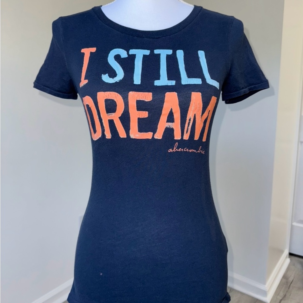 Abercrombie Kids Graphic Tee‎ Shirt XL Navy “I Still Dream” Y2K (womens xs)